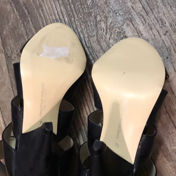 CHRISTIAN SIRIANO BLACK CAGE ZIPPER HEELS - Picture 7 of 8